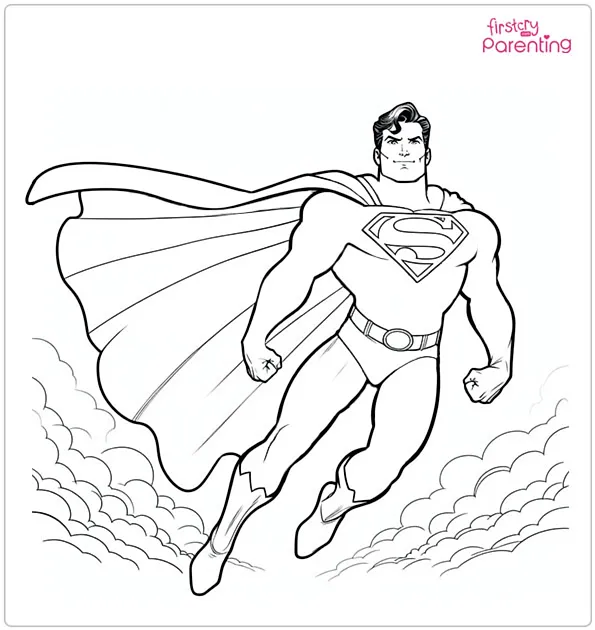 Superman Standing in Air Coloring Page