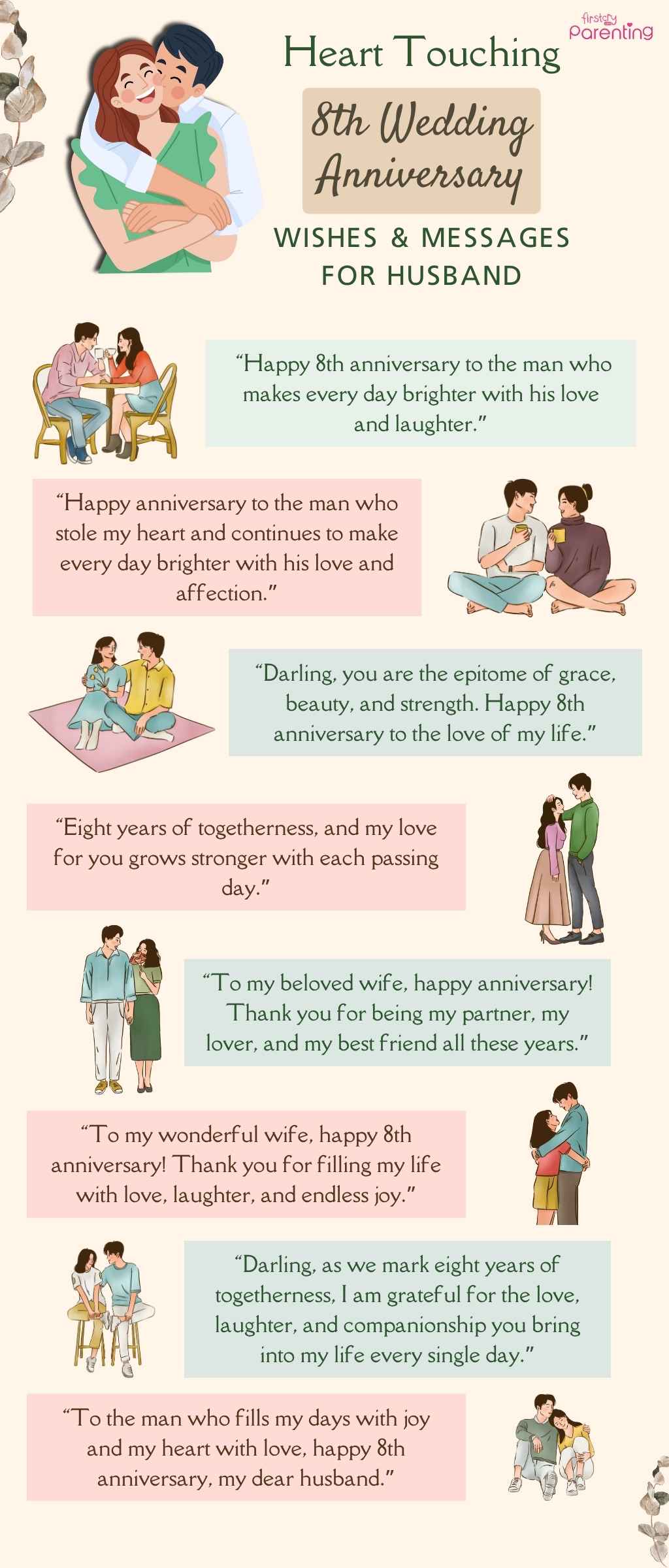 Infographic - Heart Touching 8th Wedding Anniversary Wishes & Messages for Husband