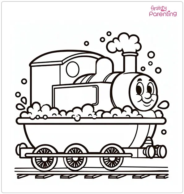 Thomas Taking a Bath Coloring Page