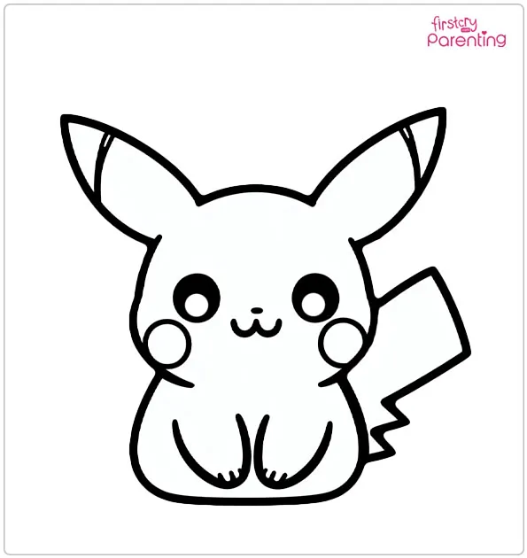 Kawaii Pikachu Coloring Page