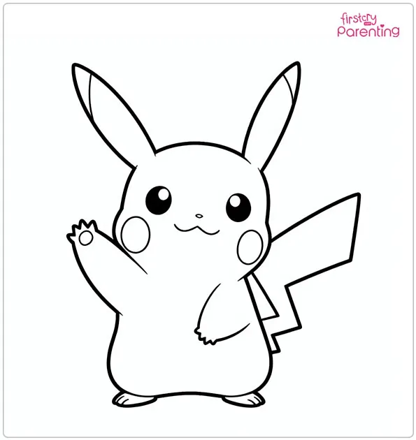 Pikachu Waving Hand Coloring Page