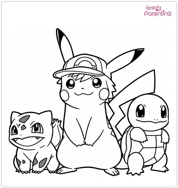 Pikachu and Friends Coloring Page