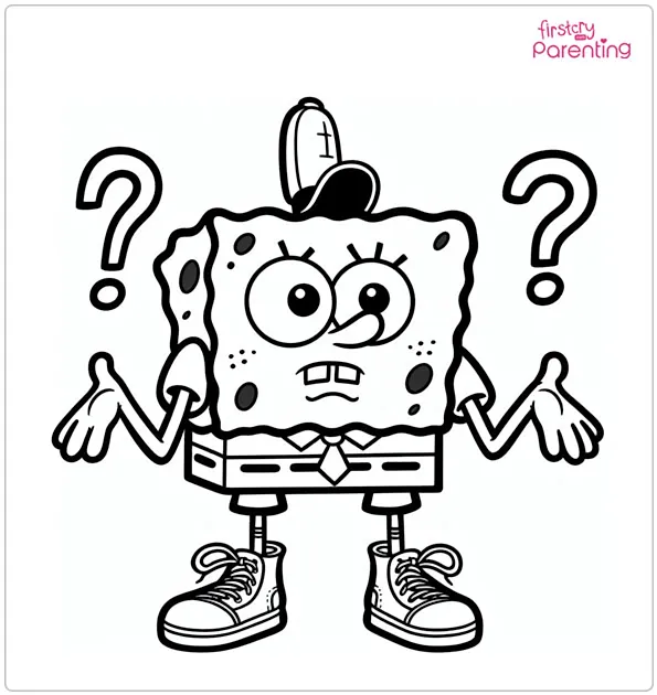 Confused Sponge Bob Coloring Page