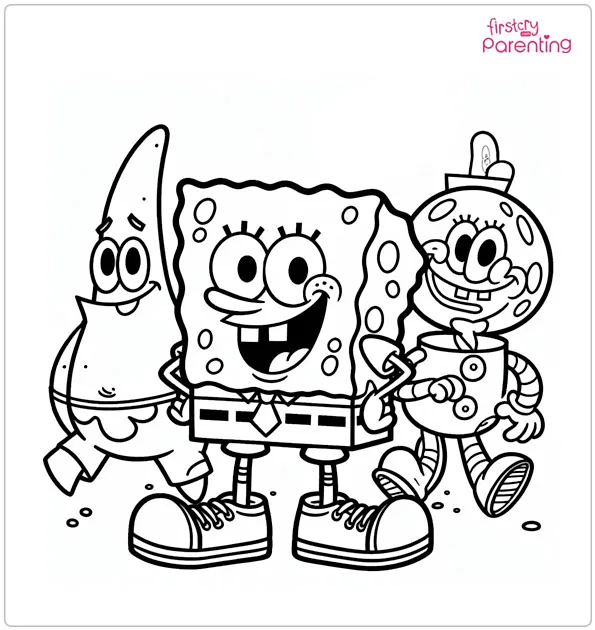 Spongebob and Friends Coloring Page