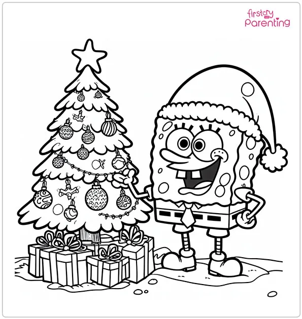 Spongebob Christmas Coloring Page