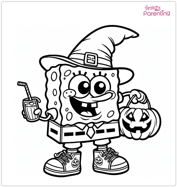 Spongebob Halloween Coloring Page