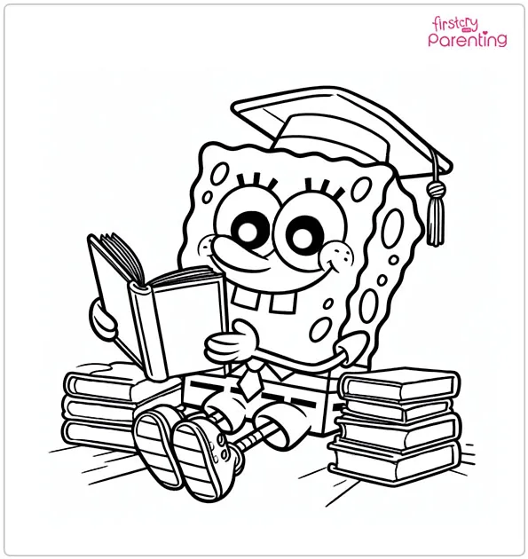 SpongeBob Reading Book Coloring Page
