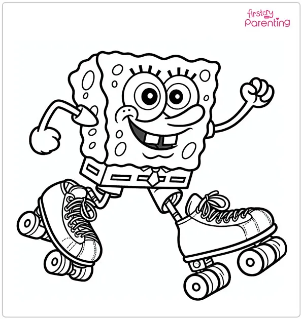 Spongebob Skating Coloring Page