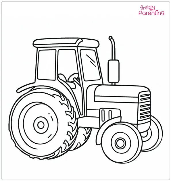 Easy Tractor Coloring Page