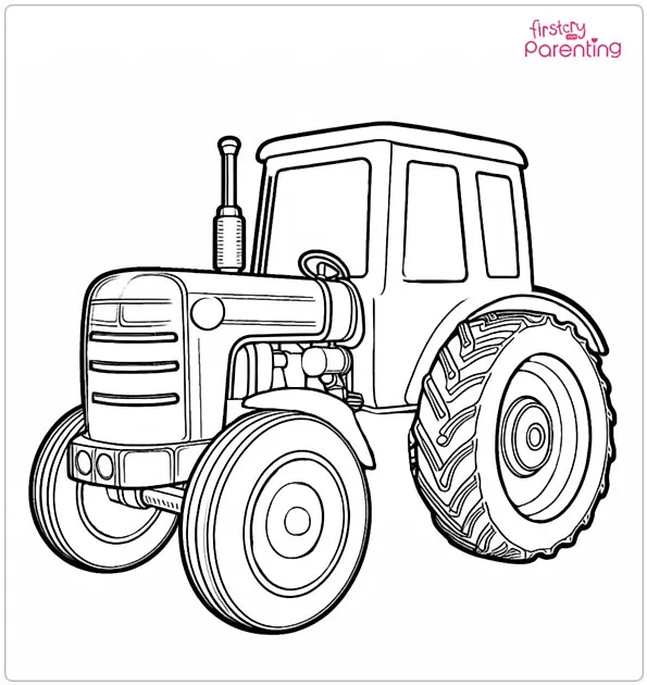 Realistic Tractor Coloring Page