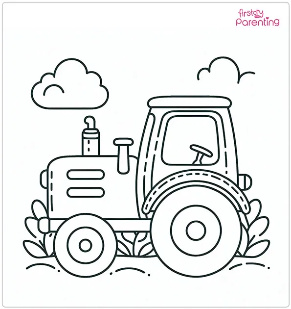 Small Tractor Coloring Page