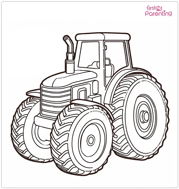 Big Wheel Tractor Coloring Page