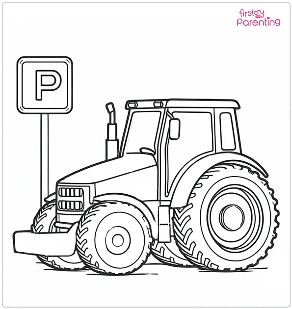 Parking Tractor Coloring Page