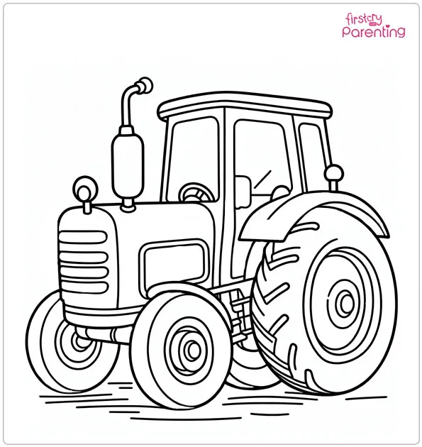 Simple Tractor Coloring Page