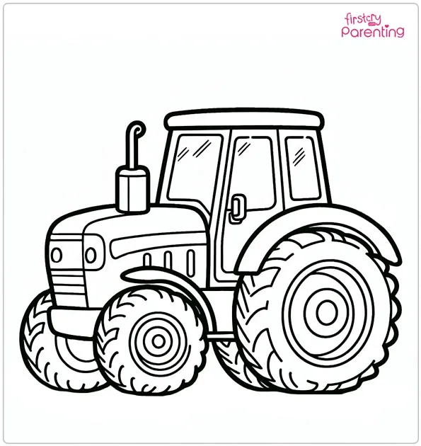 Cartoon Tractor Coloring Page