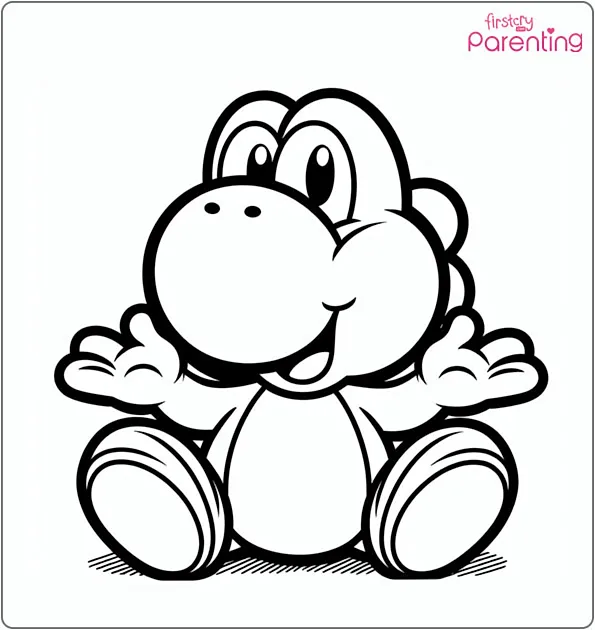 Smiling Yoshi Coloring Page Smiling Yoshi Coloring Page