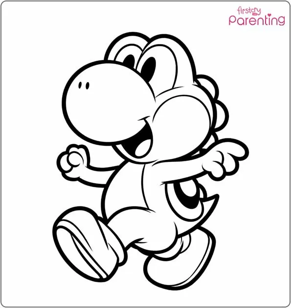 Happy Yoshi Coloring Page