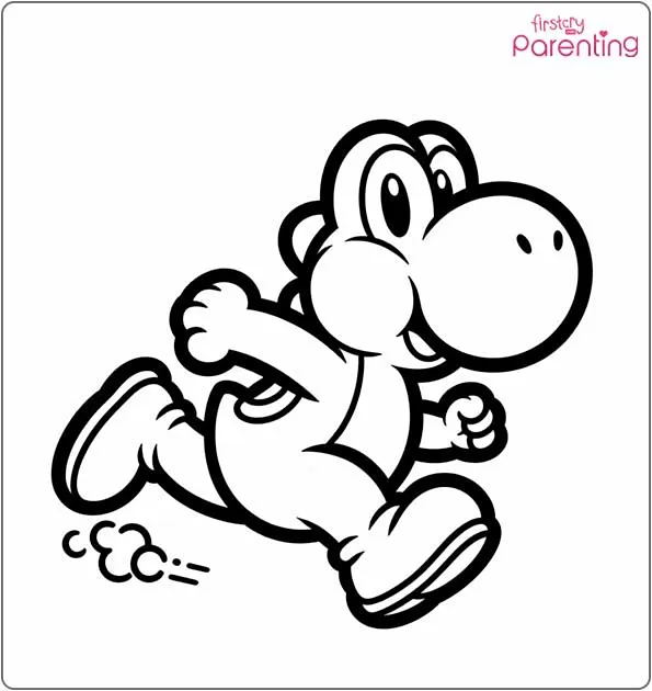 Yoshi Running Coloring Page