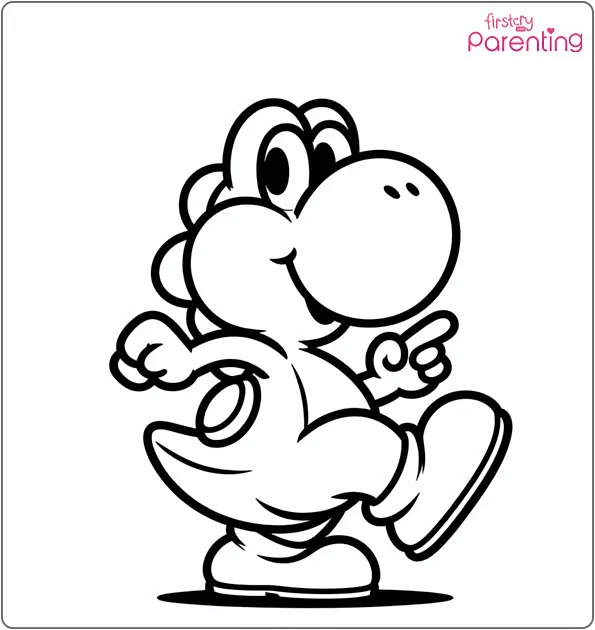 Yoshi Dancing Coloring Page