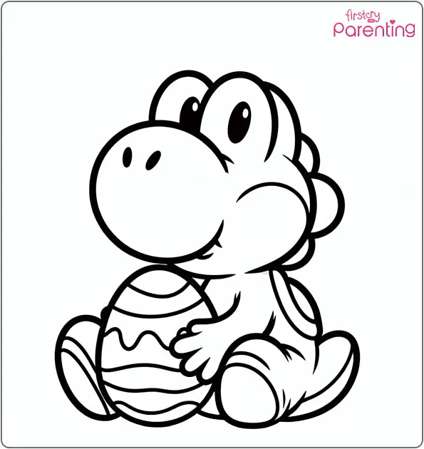 Yoshi Holding an Easter Egg Coloring Page