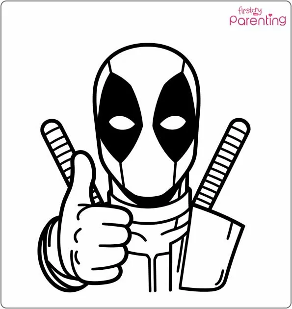 Deadpool Thumbs Up Coloring Page Deadpool Thumbs Up Coloring Page