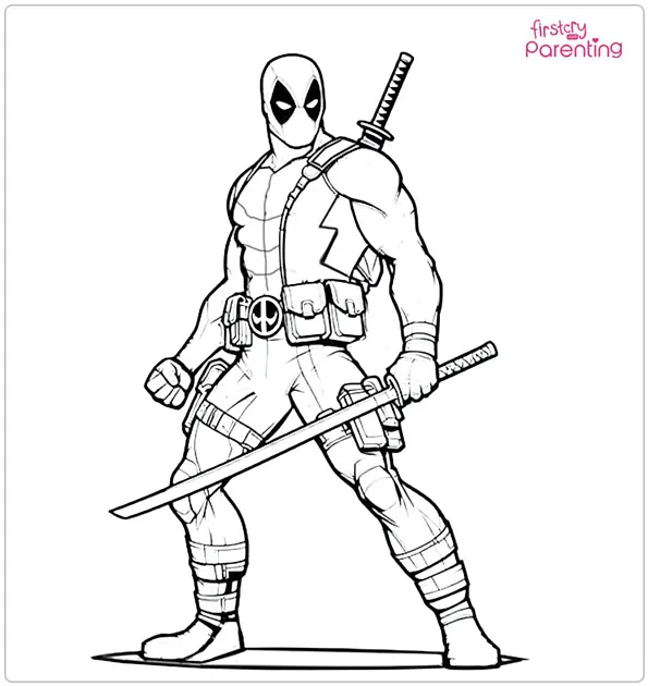 Marvel Deadpool Coloring Page Marvel Deadpool Coloring Page