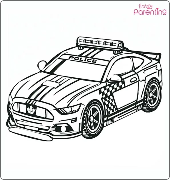 Police Race Car Coloring Page