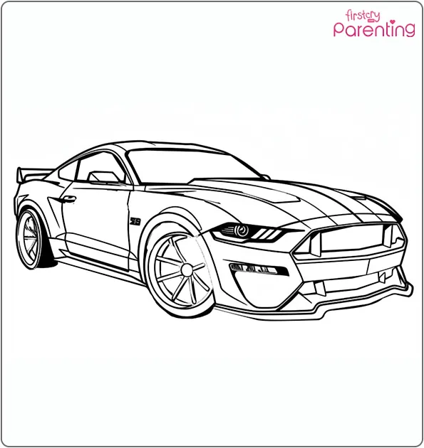 The Mustang Sports Race Car Coloring Page