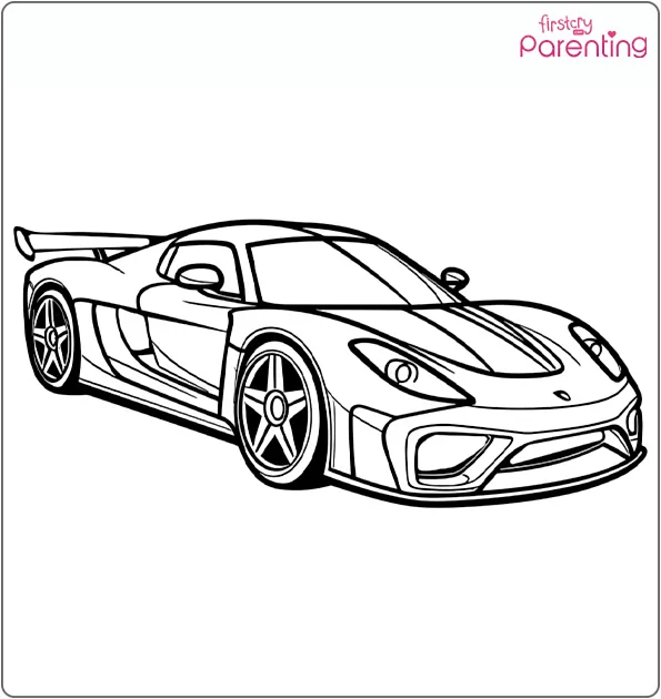 Ferrari Sports Race Car Coloring Page