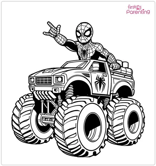 Spiderman Monster Truck Coloring Page