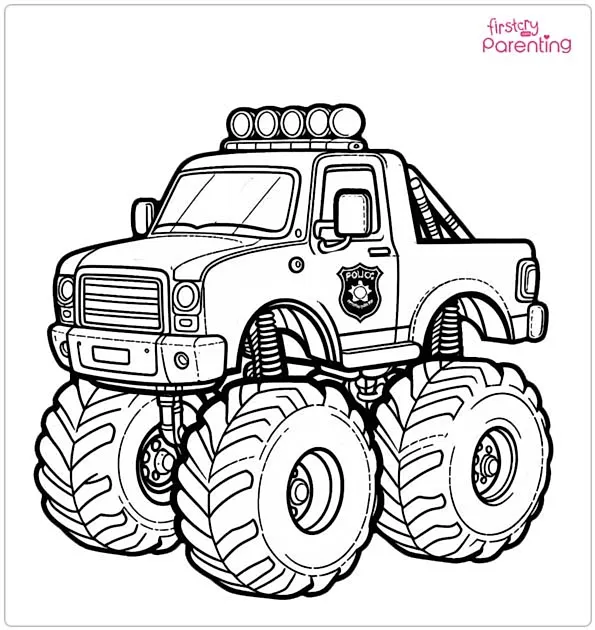 Police Monster Truck Coloring Page