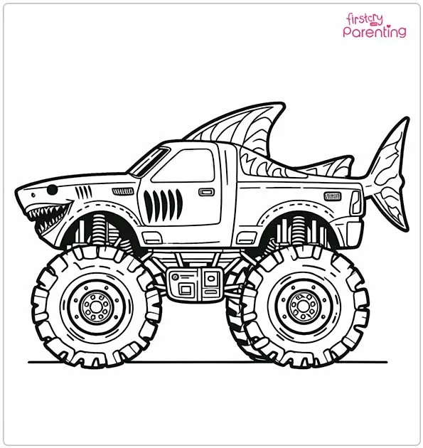 coloring page hot wheels monster truck