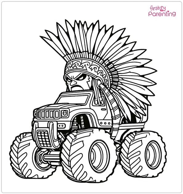 Mohawk Warrior Monster Jam Coloring Page
