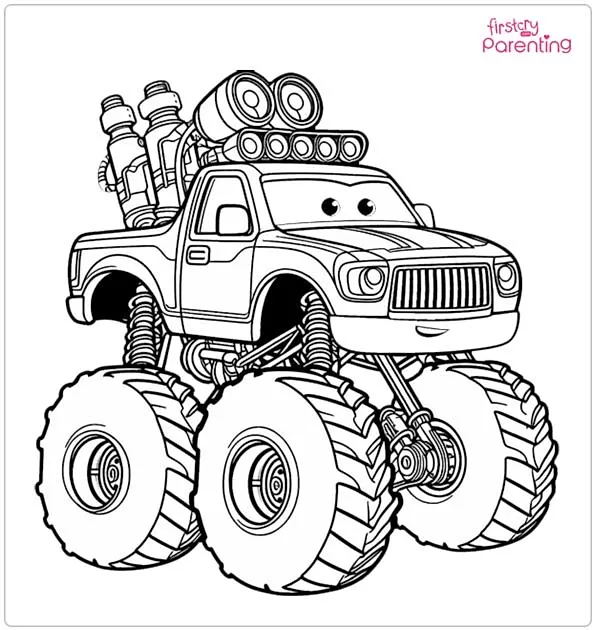 Cars Themed Monster Truck Coloring Page