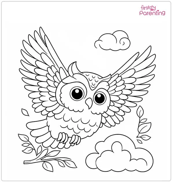 Flying Owl Coloring Page