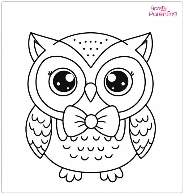 Owl with a Bow Tie Coloring Page