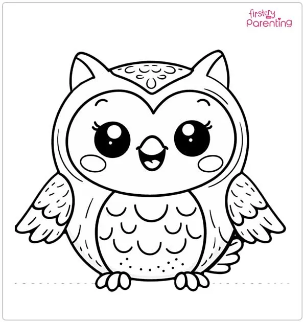 Happy Owl Coloring Page