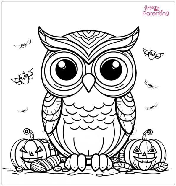 25 Owl Coloring Pages Free Printable - Halloween Owl Coloring Page.webp