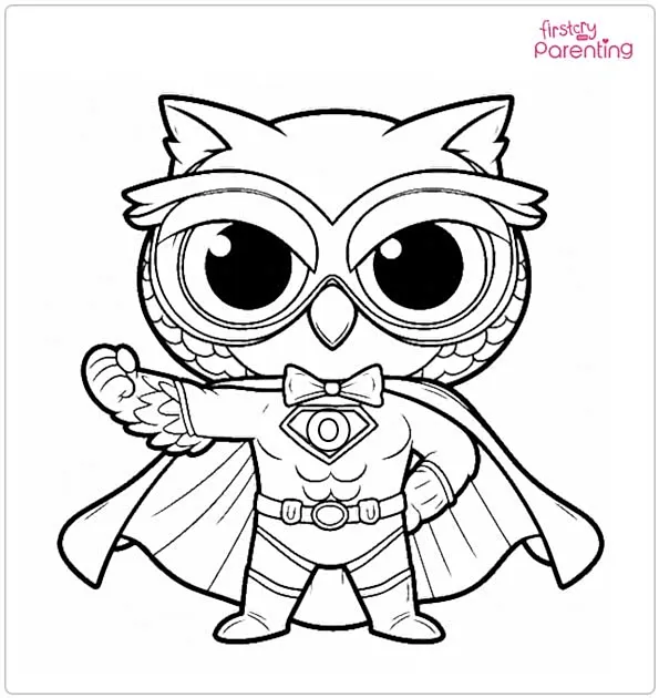 Superhero Owl Coloring Page