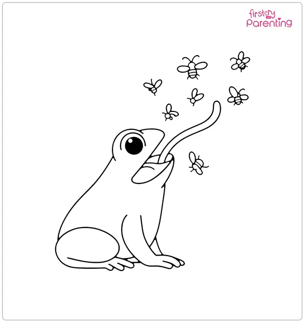 Frog Catching Flies Coloring Page
