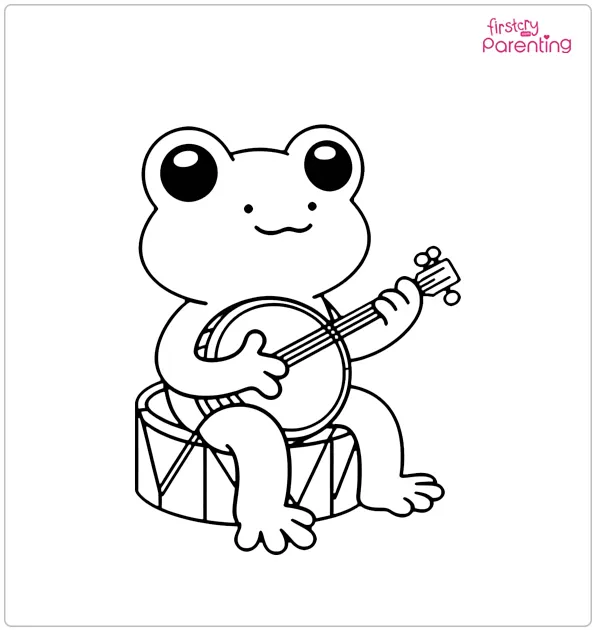 Frog Playing an Instrument Coloring Page