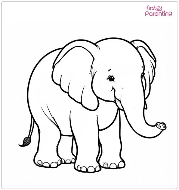 Realistic Elephant Coloring Page