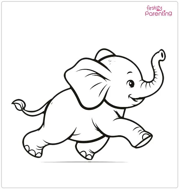 Running Elephant Coloring Page