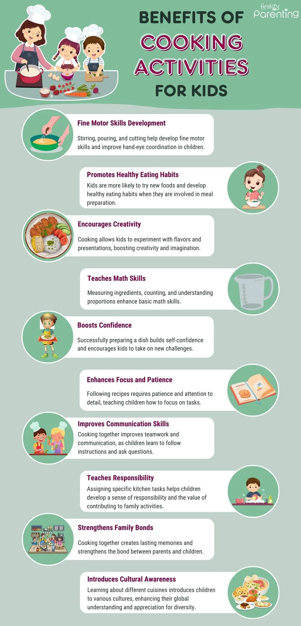 Benefits of Cooking Activities for Kids - Infographic