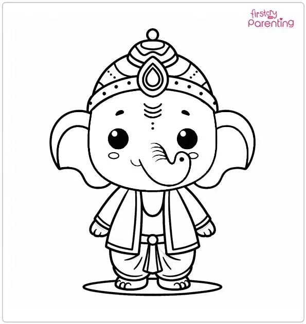 Cute Bal Ganesha Coloring Page
