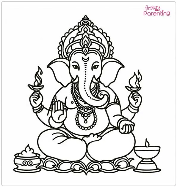 Simple Ganesha Coloring Page