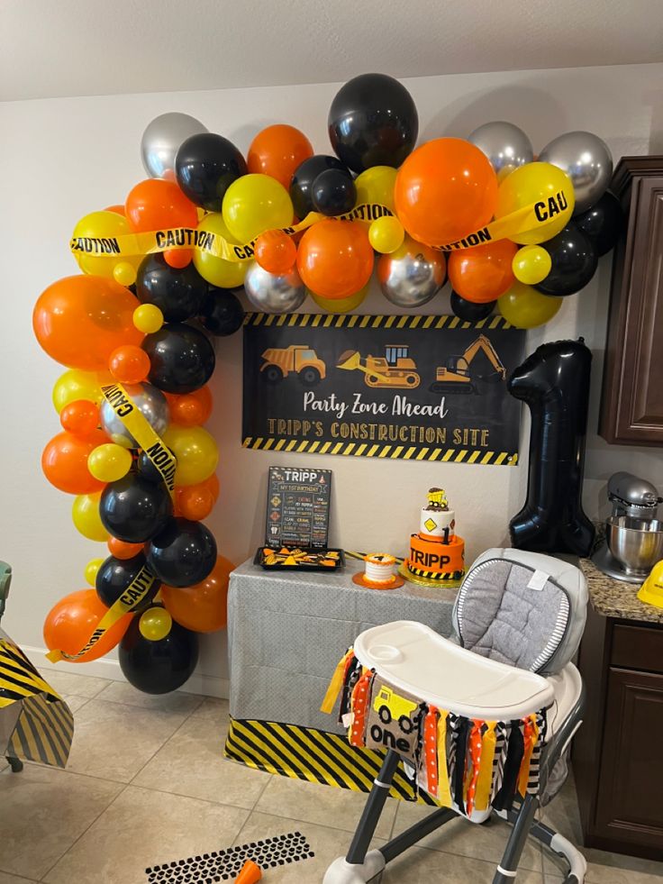 Construction Zone theme twin birthday party