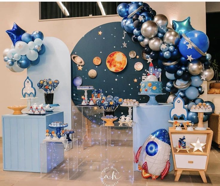 Outer Space Adventure theme twin birthday party