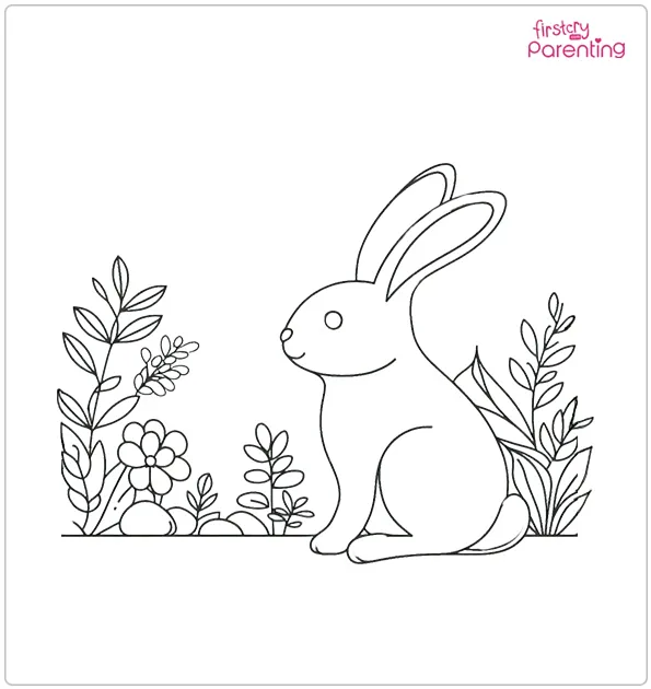 Rabbit in the Garden Coloring Page