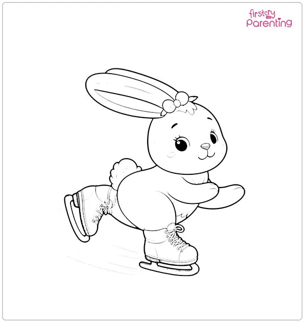 Skating Rabbit Coloring Page